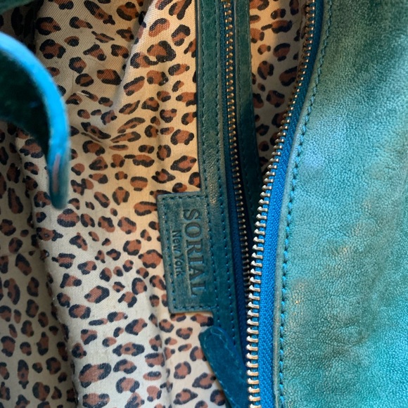 Anthropologie handbag XL - distressed teal - Picture 3 of 8
